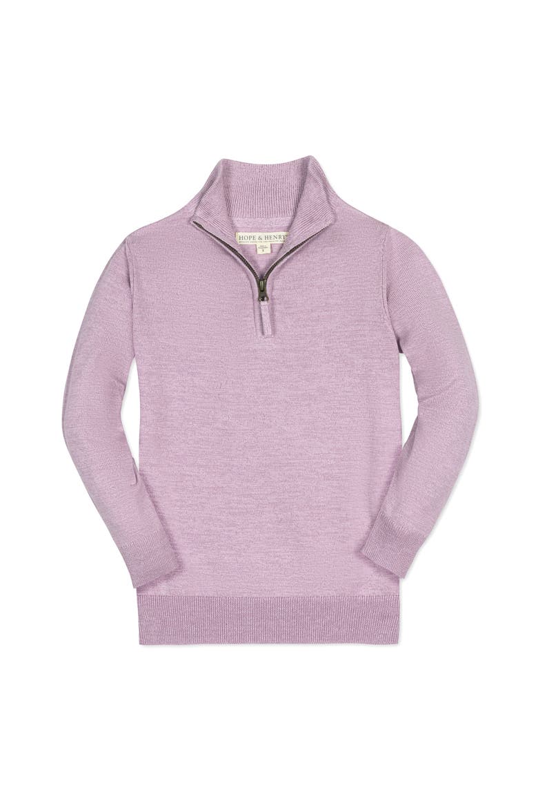 Boys' Organic Fine Gauge Half Zip Sweater, Kids, Main, color, Lavender Marl