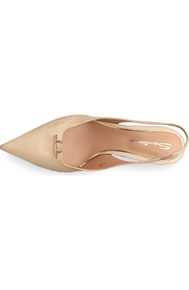 Santoni Women's Suede Leather Mid-Heel Slingback, Alternate, color, Natural