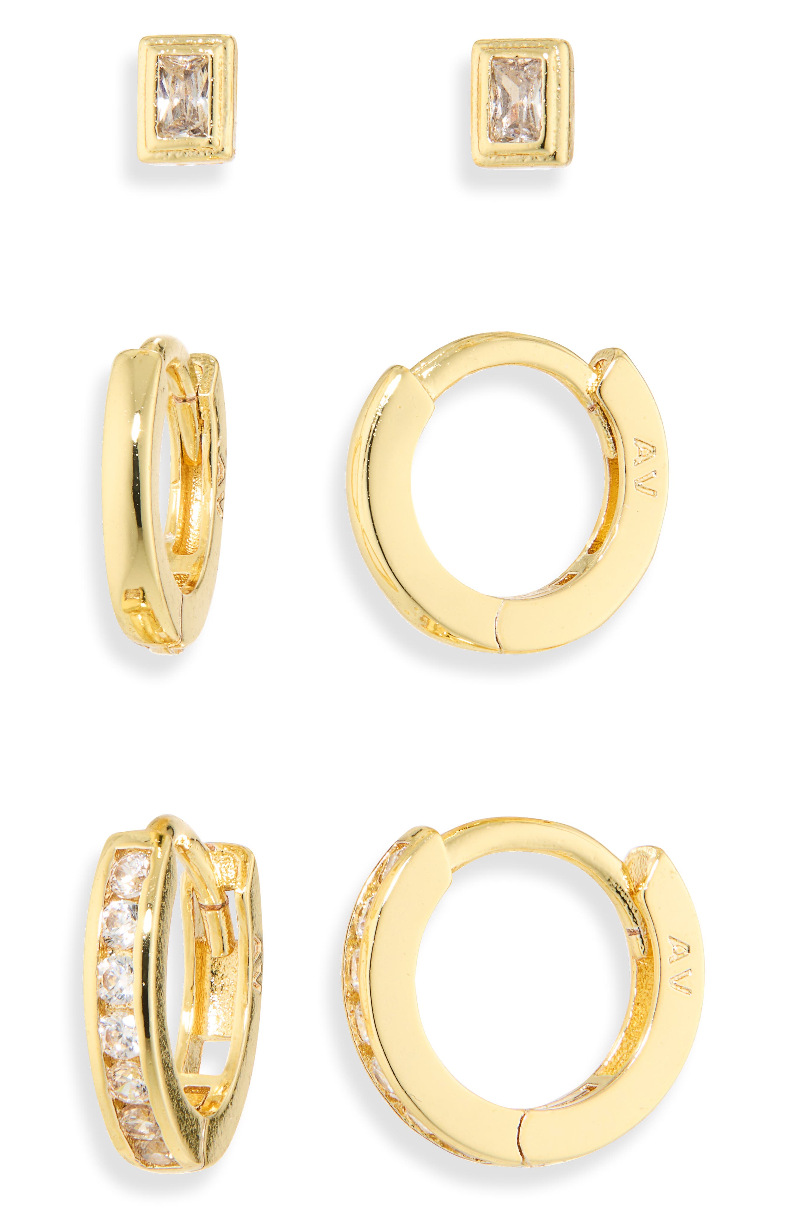 Pavé Trio Set of 3 Earrings