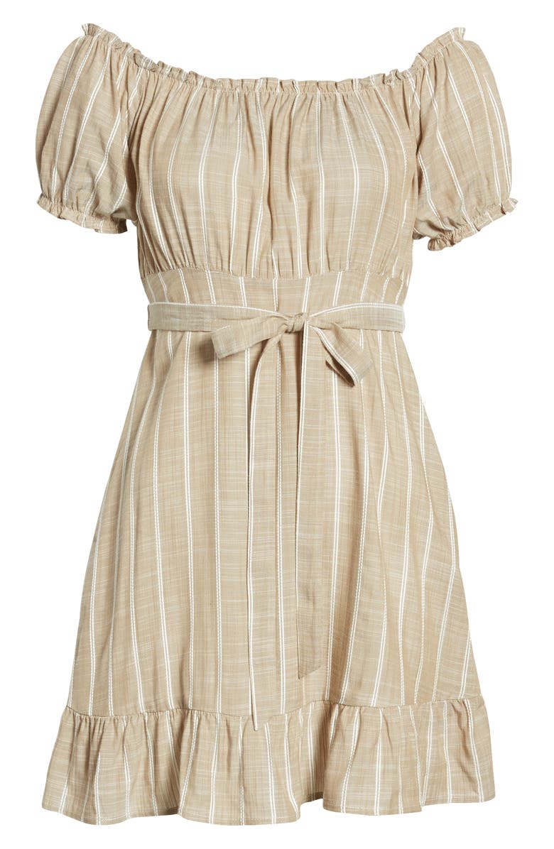 Speechless Stripe Off the Shoulder Minidress, Alternate, color,