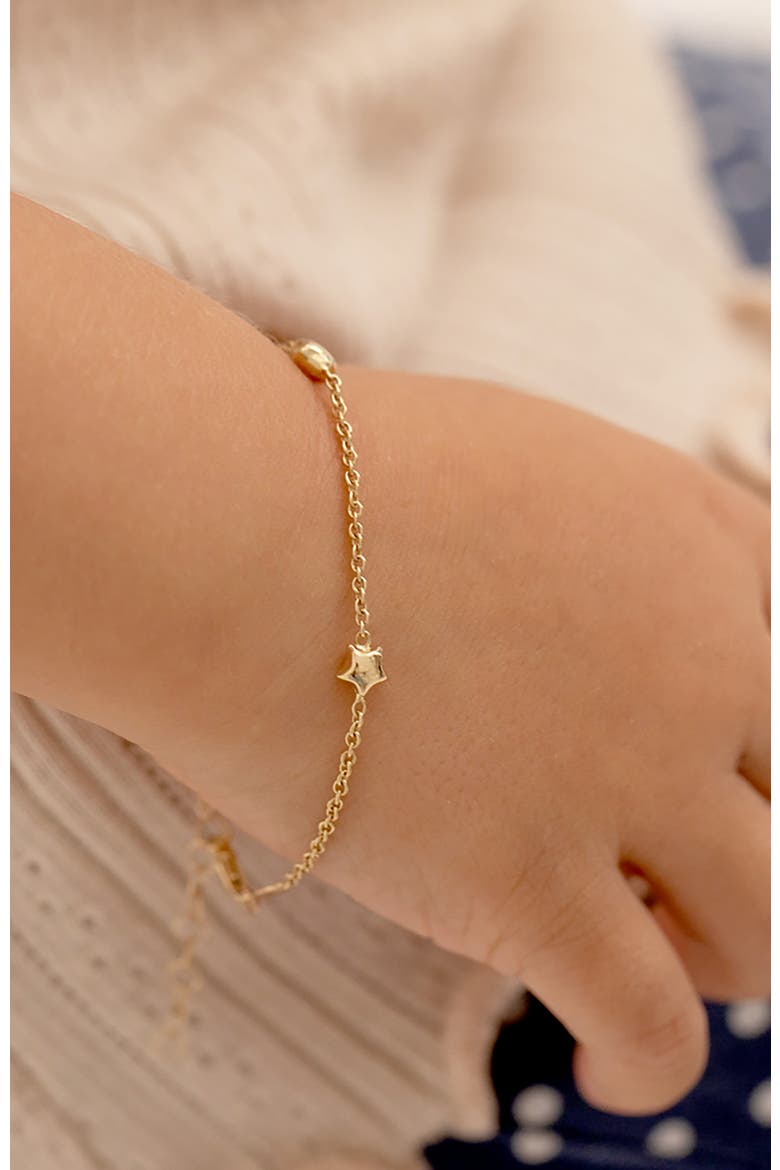 14k Polished Puffed Stars Bracelet, Alternate, color, Gold