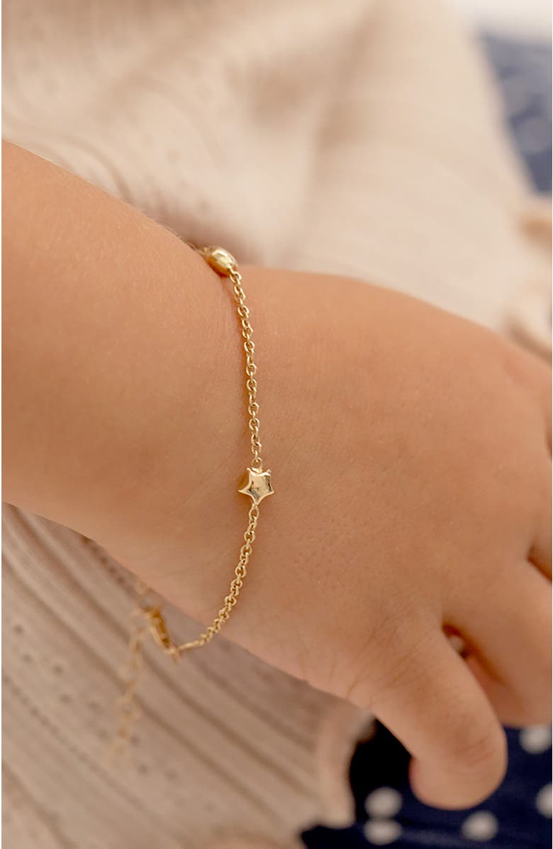 In Season Jewelry 14k Polished Puffed Stars Bracelet, Alternate, color, Gold