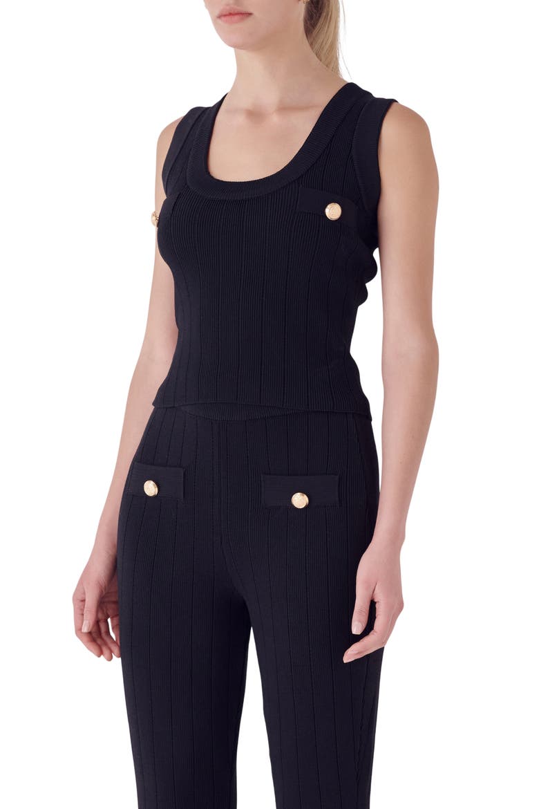 Shank Button Knit Tank, Alternate, color, BLACK