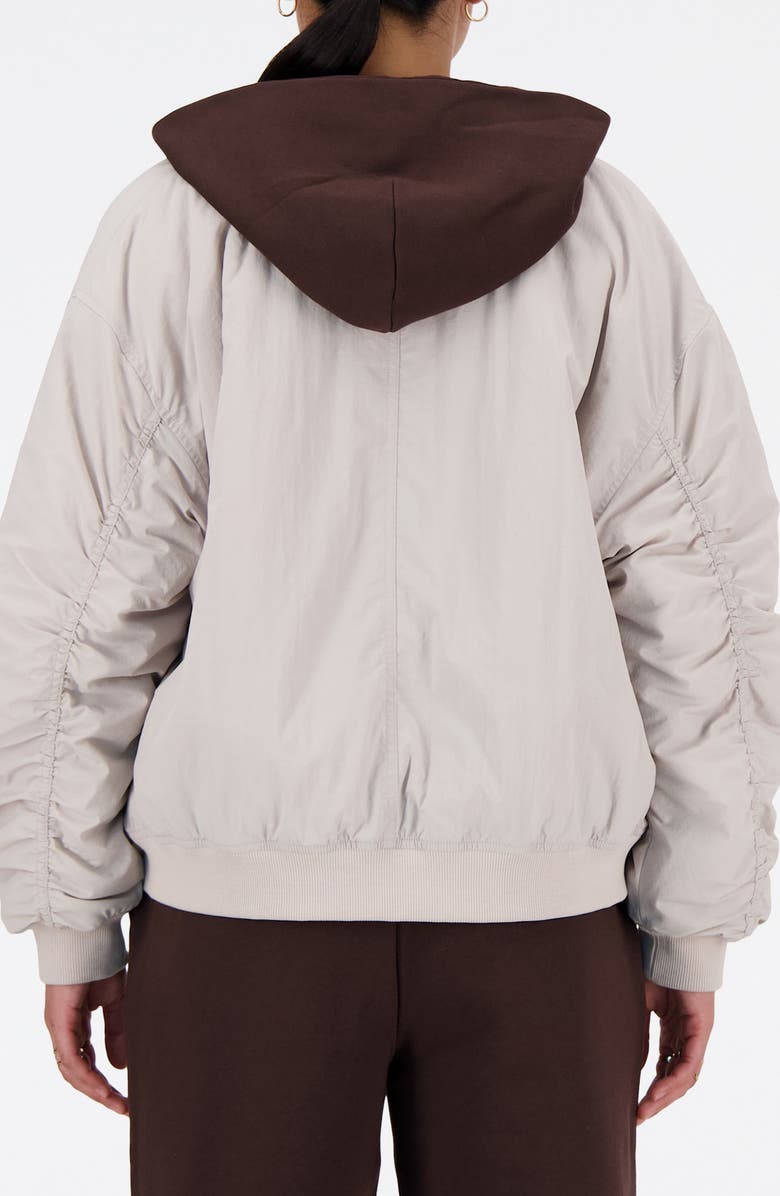New Balance Linear Heritage Woven Bomber Jacket, Alternate, color, Grey
