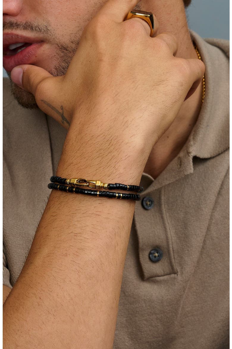 Black Onyx Heishi Wrap Bracelet, Alternate, color, Black Onyx