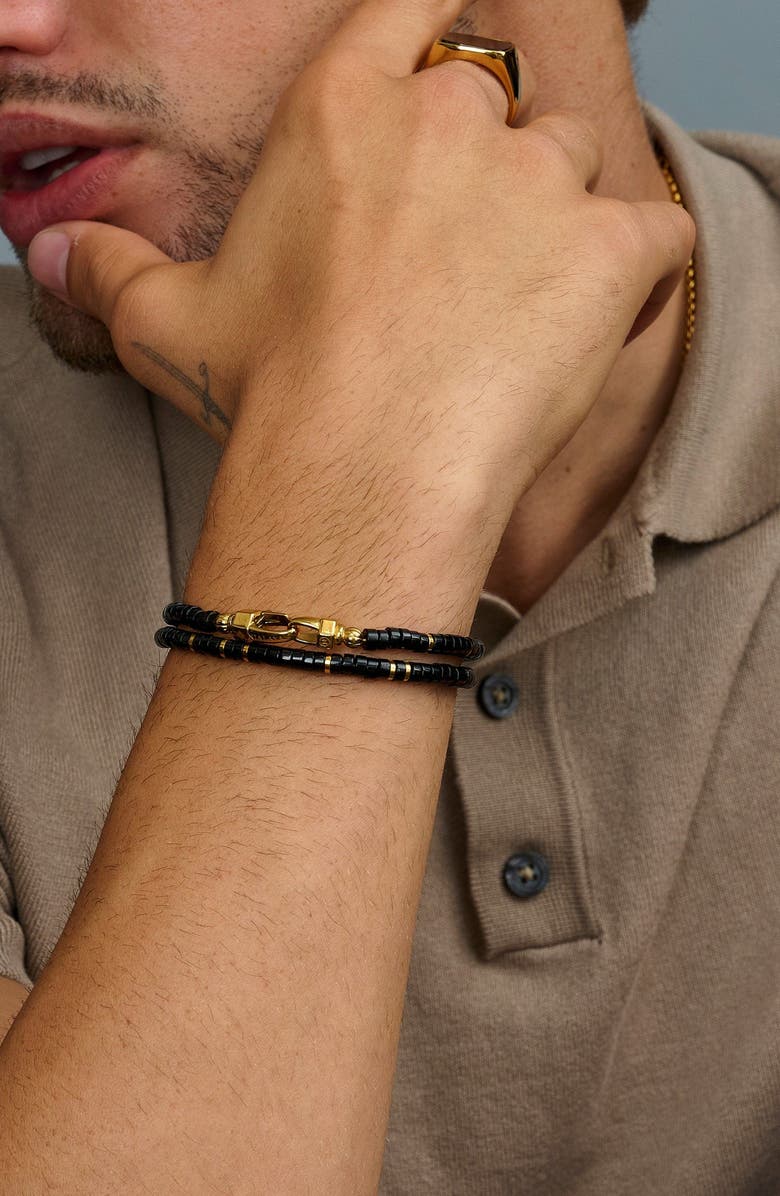 Nialaya Black Onyx Heishi Wrap Bracelet, Alternate, color, Black Onyx