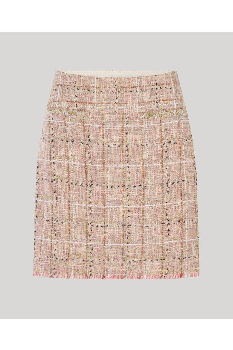 Cece Boucle Skirt, Main, color, Rose Check