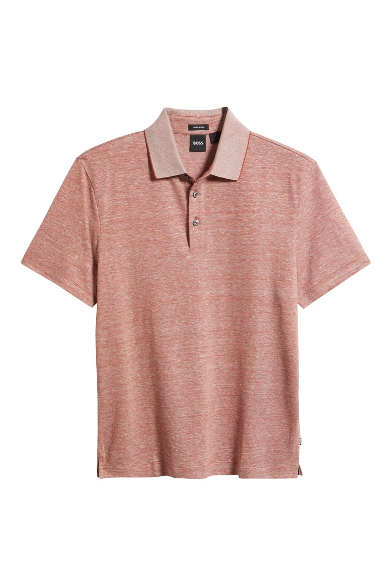 Press Cotton and Linen Polo, Alternate, color, DARK ORANGE