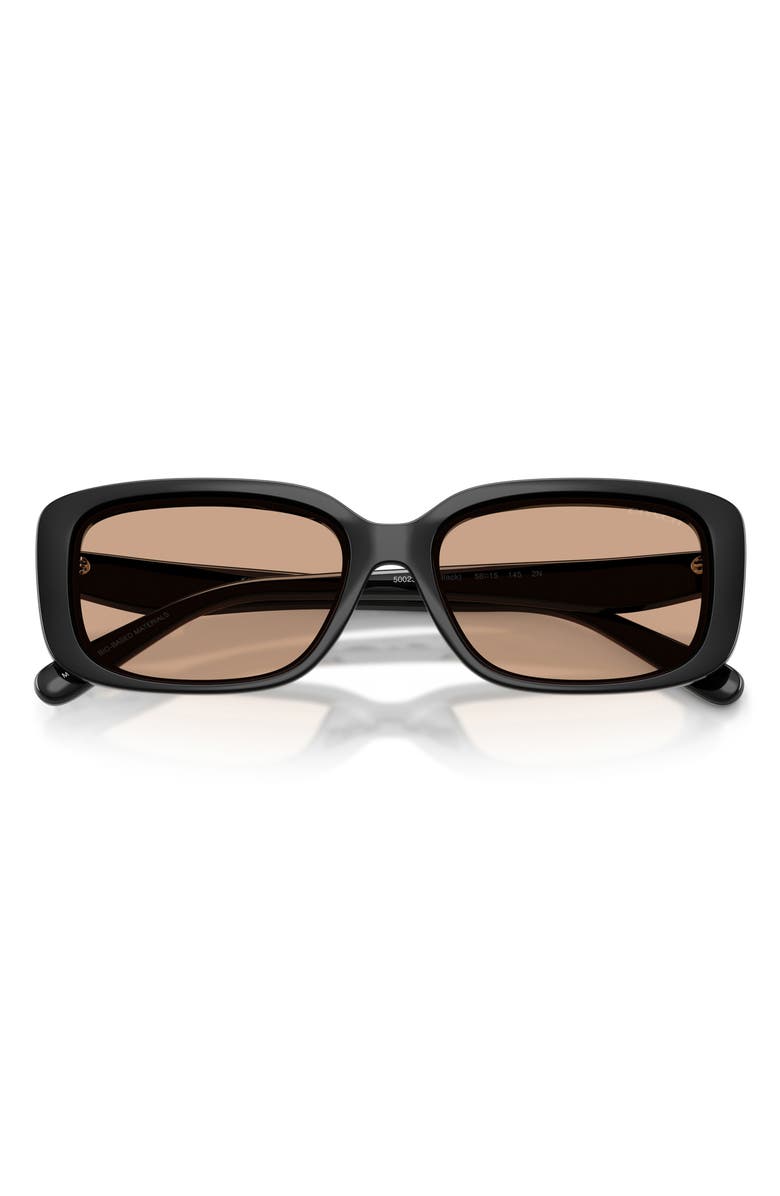 COACH 57mm Rectangular Sunglasses, Alternate, color, Black / Dark Pink Solid