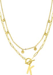 Adornia Initial Pendant Layered Chain Necklace