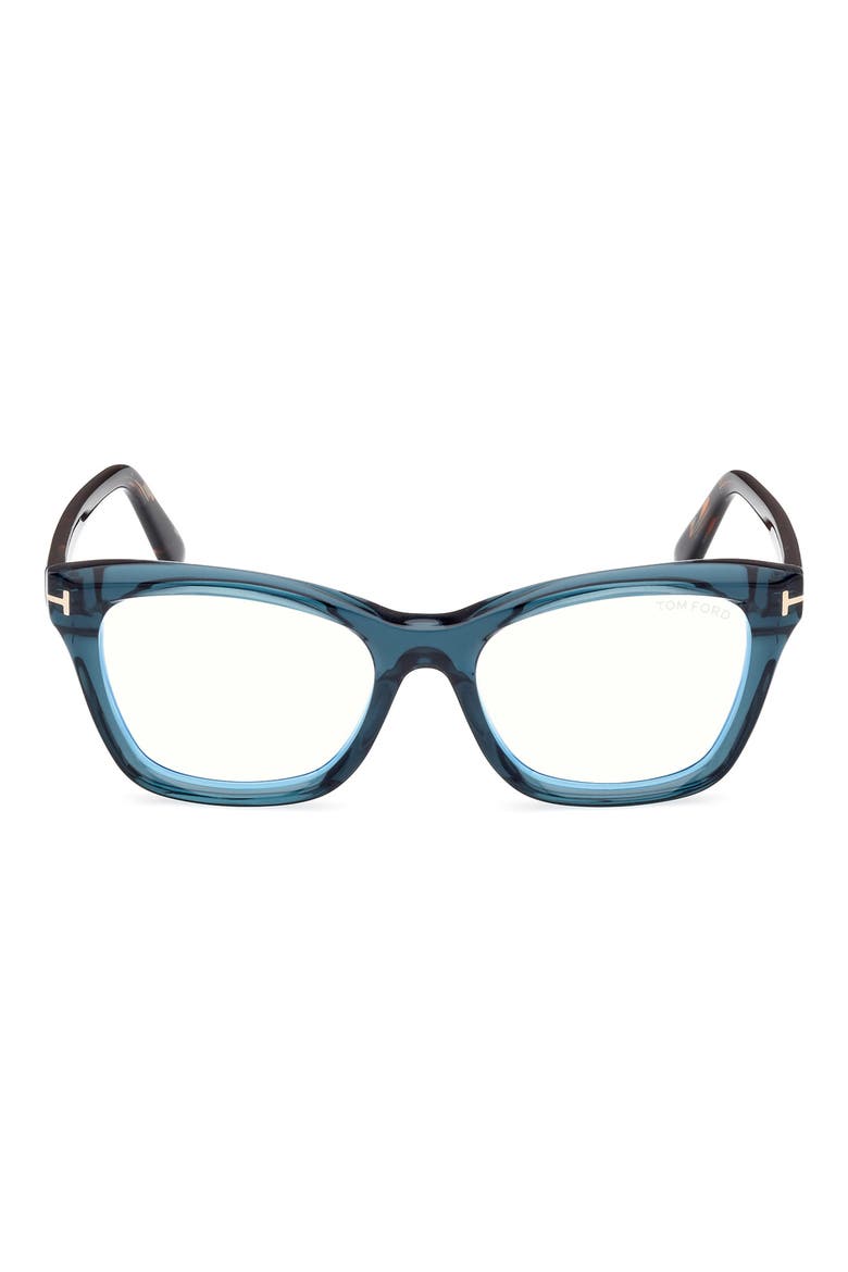 53mm Cat Eye Blue Light Blocking Optical Glasses, Main, color, AQUA / VINTAGE BLUE HAVANA