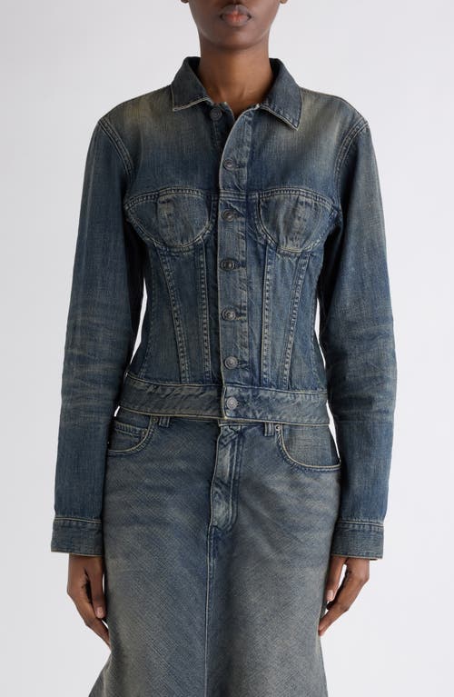 Balenciaga Corset Denim Jacket In Blue