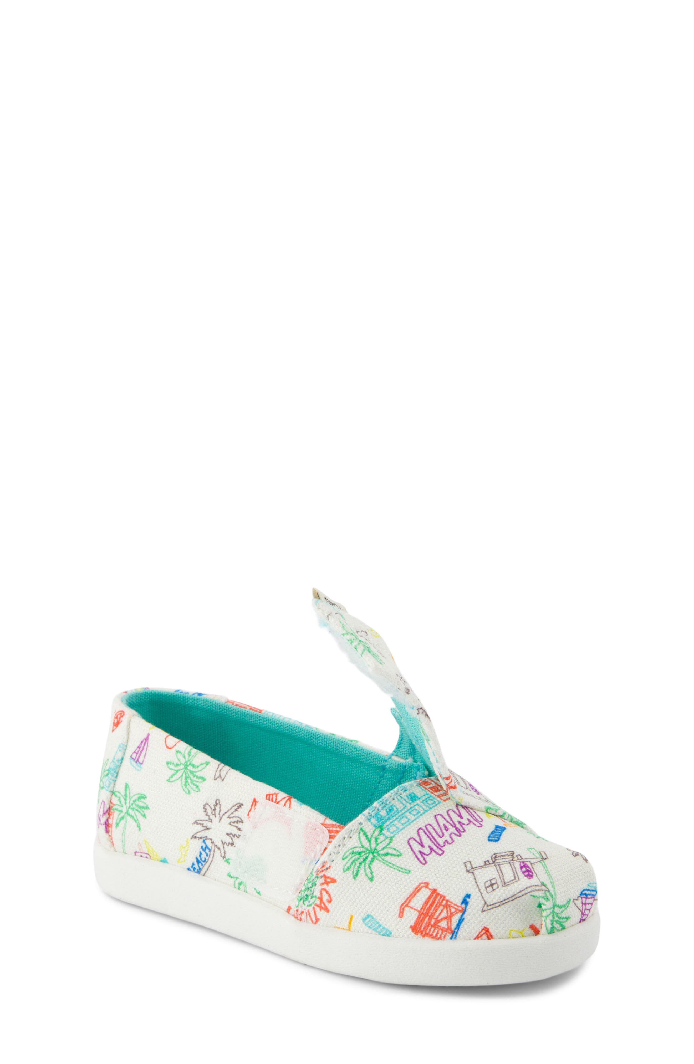 TOMS Kids' Alpargata Miami Alligator Sneaker, Alternate, color, White