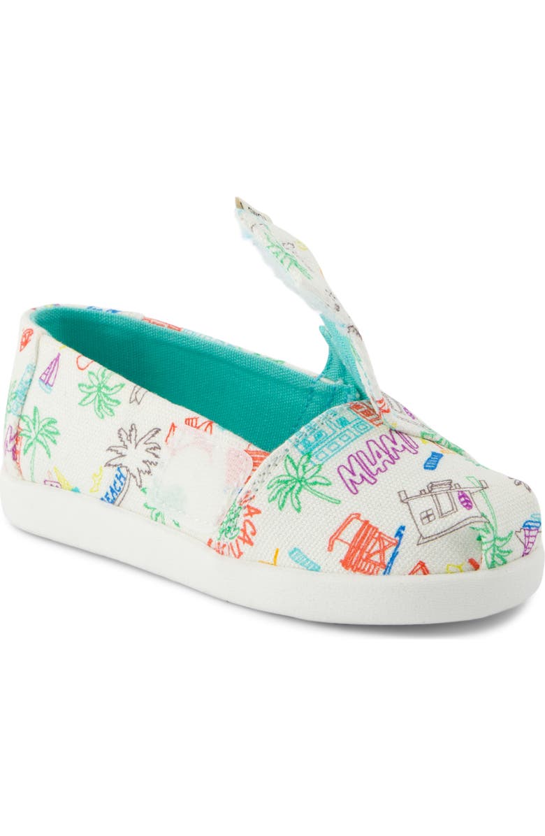 TOMS Kids' Alpargata Miami Alligator Sneaker, Alternate, color, White