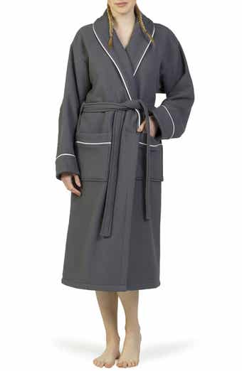 Linum Home Textiles Hotel Collection Satin Piped Trim Waffle Terry Bathrobe