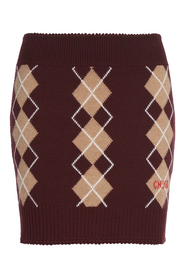 Argyle Wool & Cashmere Miniskirt, Alternate, color, BURGUNDY