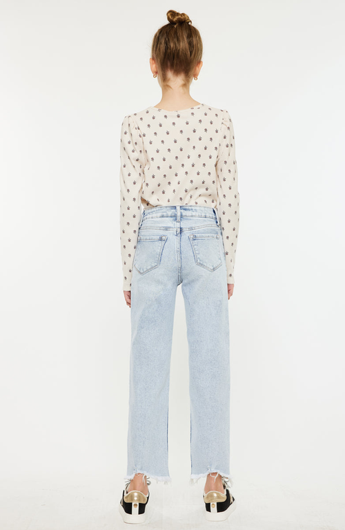 Kancan Maggy High Rise Cropped Straight Jeans In Blue
