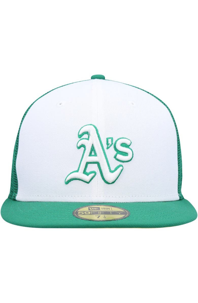New Era Men's New Era White/Green Oakland Athletics 2023 On-Field Batting Practice 59FIFTY Fitted Hat, Alternate, color, White