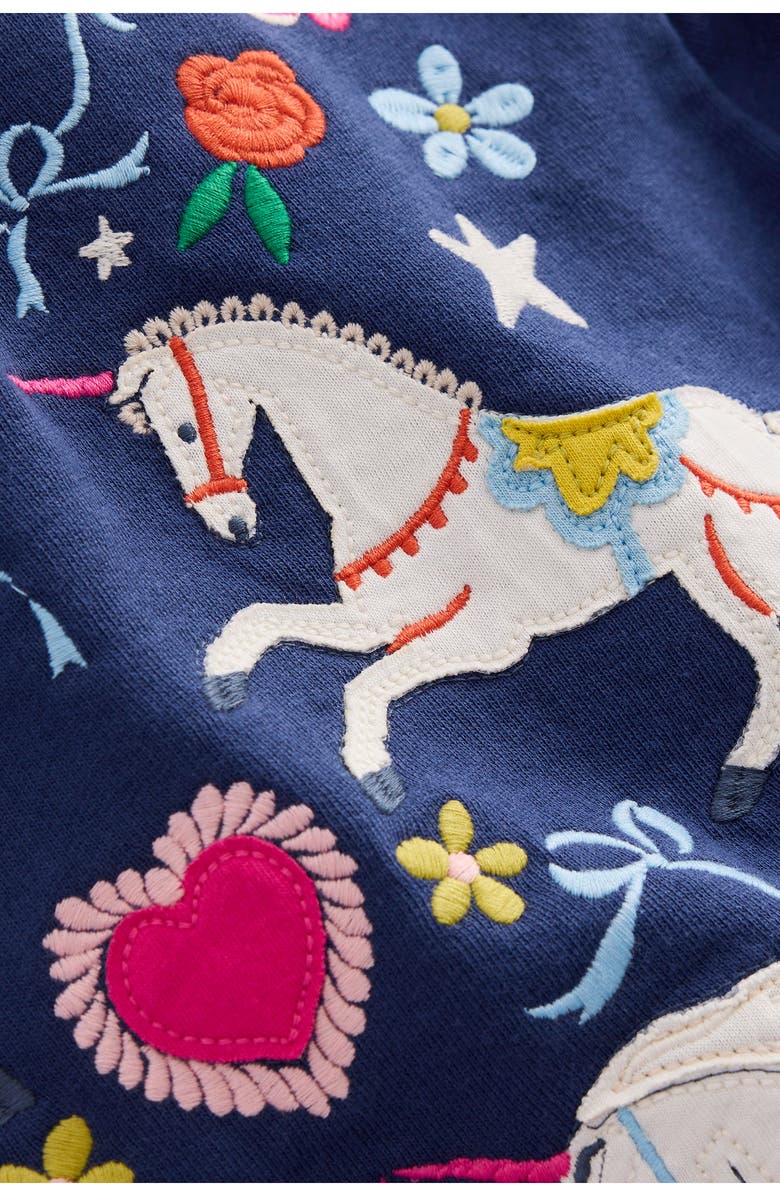 Mini Boden Kids' Bobbie Appliqué Cotton Sweatshirt, Alternate, color, Navy Unicorns