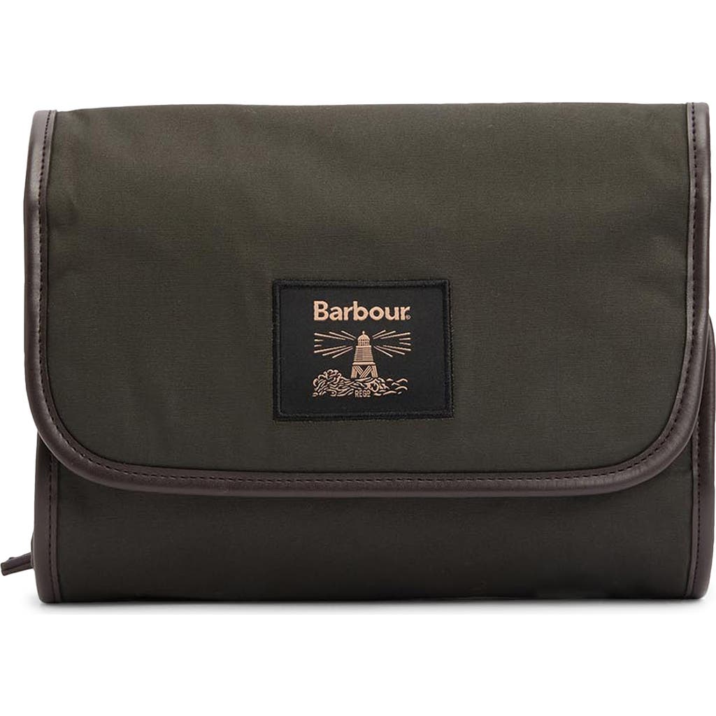 Barbour Waxed Cotton Hanging Wash Bag