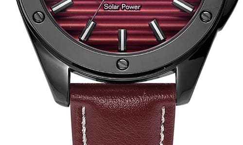 Perry Ellis Solar Powered 3-hand Quartz Strap Watch, 41mm In Burgundy