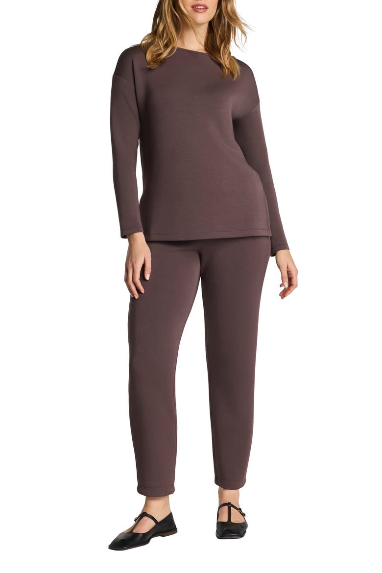 Boat Neck Tunic Sweater, Alternate, color, DARK CACAO