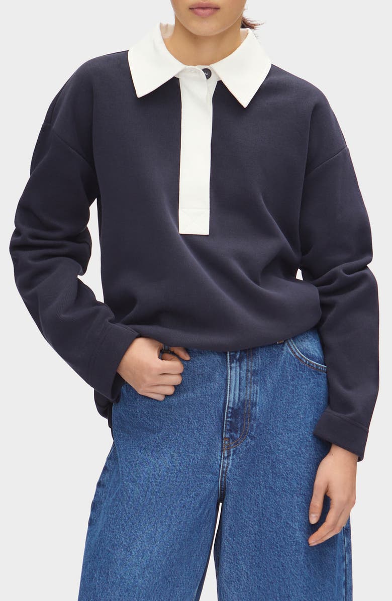 ALIGNE Joni Stripe Rugby Shirt, Main, color, Navy