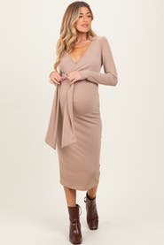 PinkBlush Ribbed Long Sleeve Wrap Dress