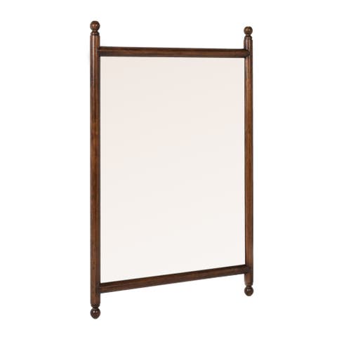 Rectangular Dowel Frame Wall Mirror with Finial Accents