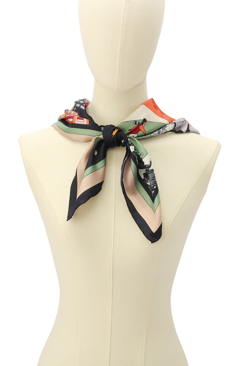 Kate Spade New York snow globe square silk scarf, Alternate, color, Black Multi