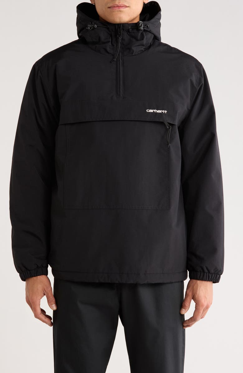 Carhartt Work In Progress Water Repellent Nylon Windbreaker Anorak, Alternate, color, Black / White
