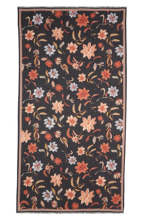 Echo Autumn Floral Fringe Scarf In Multi
