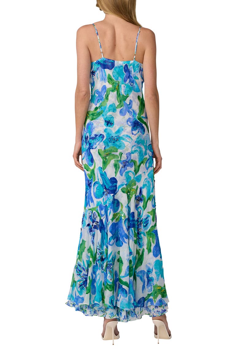 Eileen Floral Sequin High-Low Maxi Dress, Alternate, color, COTE MEADOW IBIZA BLUE