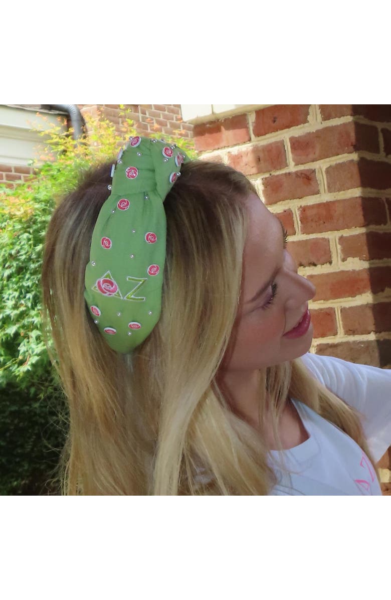 Lele Sadoughi Delta Zeta Knotted Headband, Alternate, color, Energizing Green 400