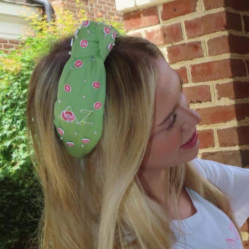 Lele Sadoughi Delta Zeta Knotted Headband In Green
