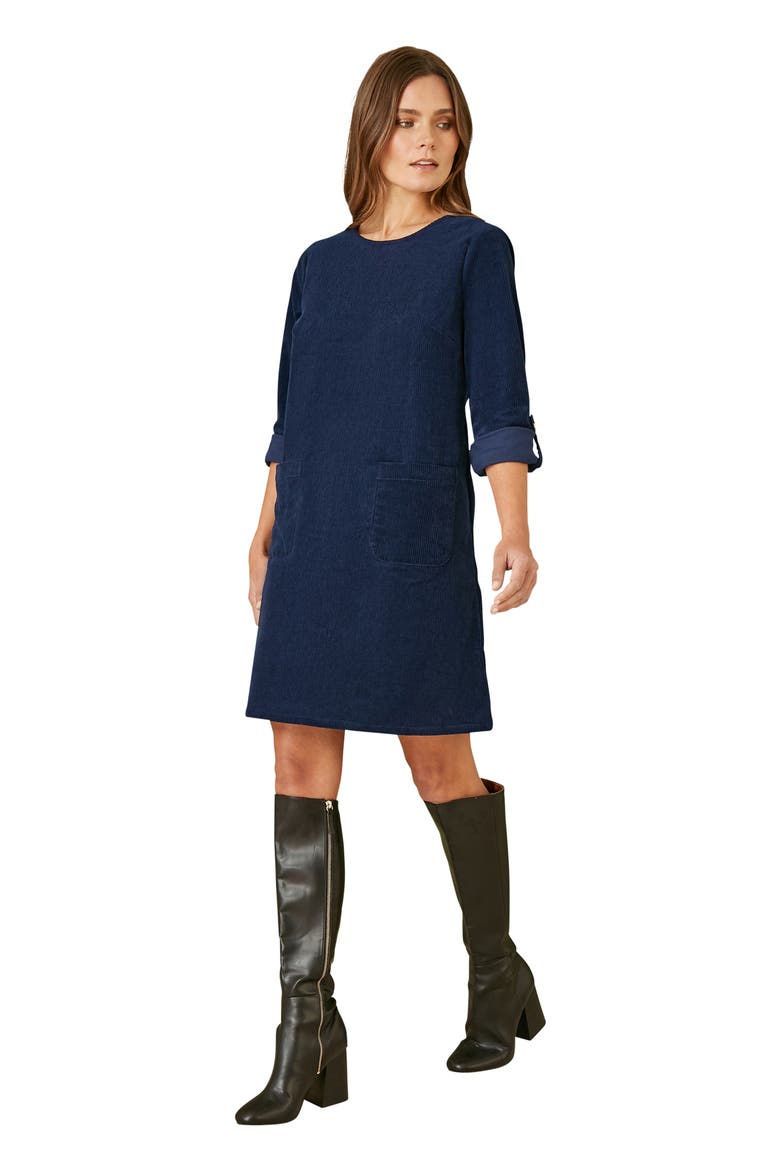 Cord Tunic Dress With Pockets, Main, color, Navy