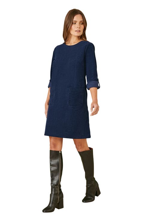 Cord Tunic Dress With Pockets