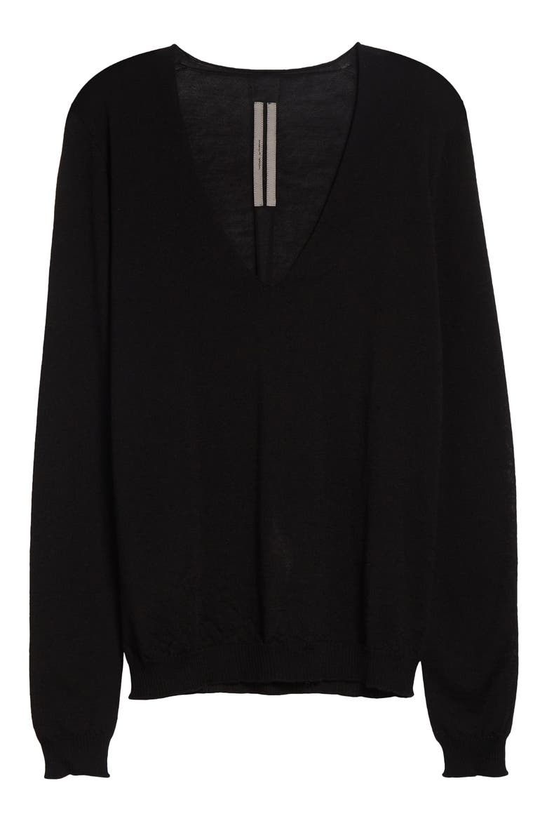 Virgin Wool V-Neck Sweater, Alternate, color, BLACK
