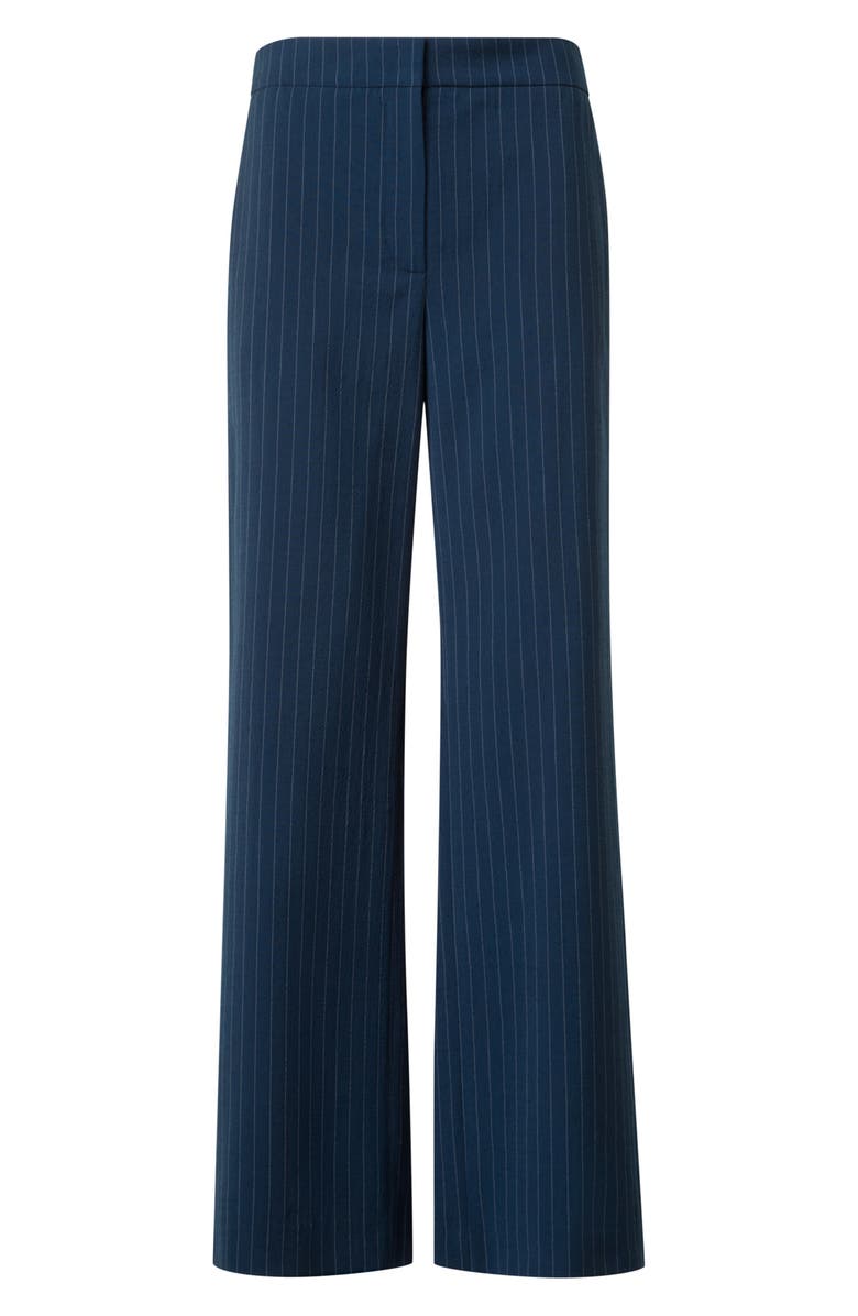 Akris punto Pinstripe Wool Blend Crepe Crop Pants, Alternate, color, Navy