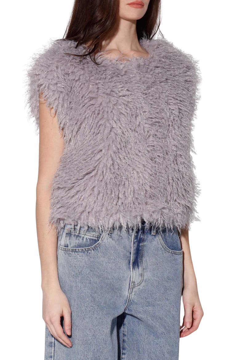 Bellamy Faux Fur Vest, Alternate, color, LIGHT GREY