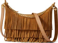 Veronica Beard Small Fortune Fringe Suede Shoulder Bag