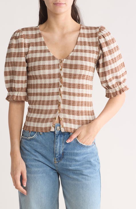 Laila Plaid Puff Sleeve Top