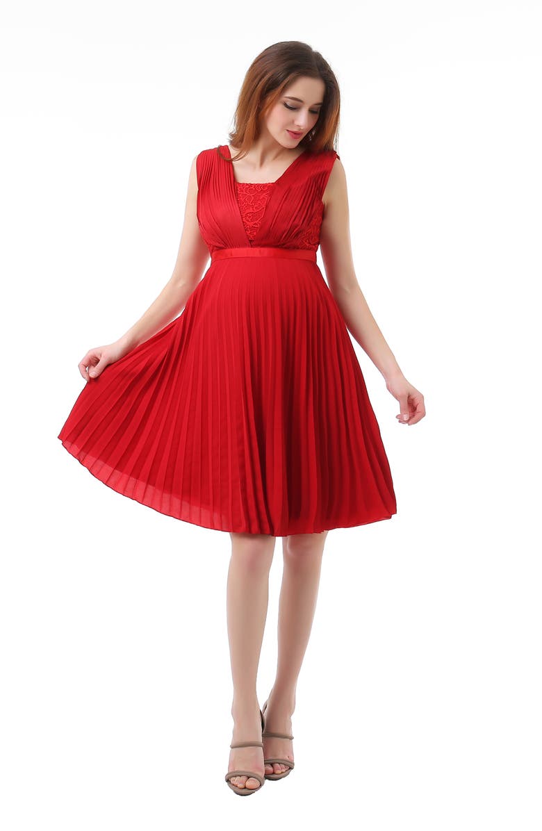 Kimi and Kai Lauren Chiffon & Lace Maternity Dress, Alternate, color, 