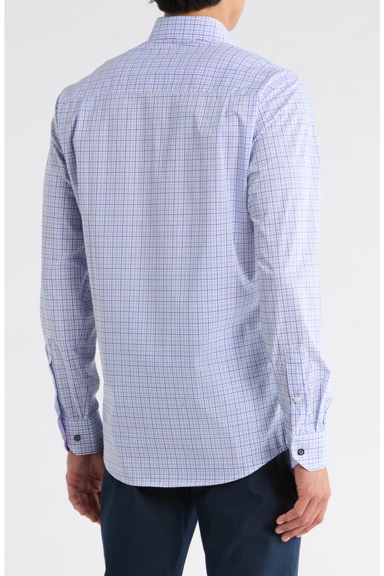 Slim Fit Plaid Stretch Cotton Dress Shirt, Alternate, color, PURPLE