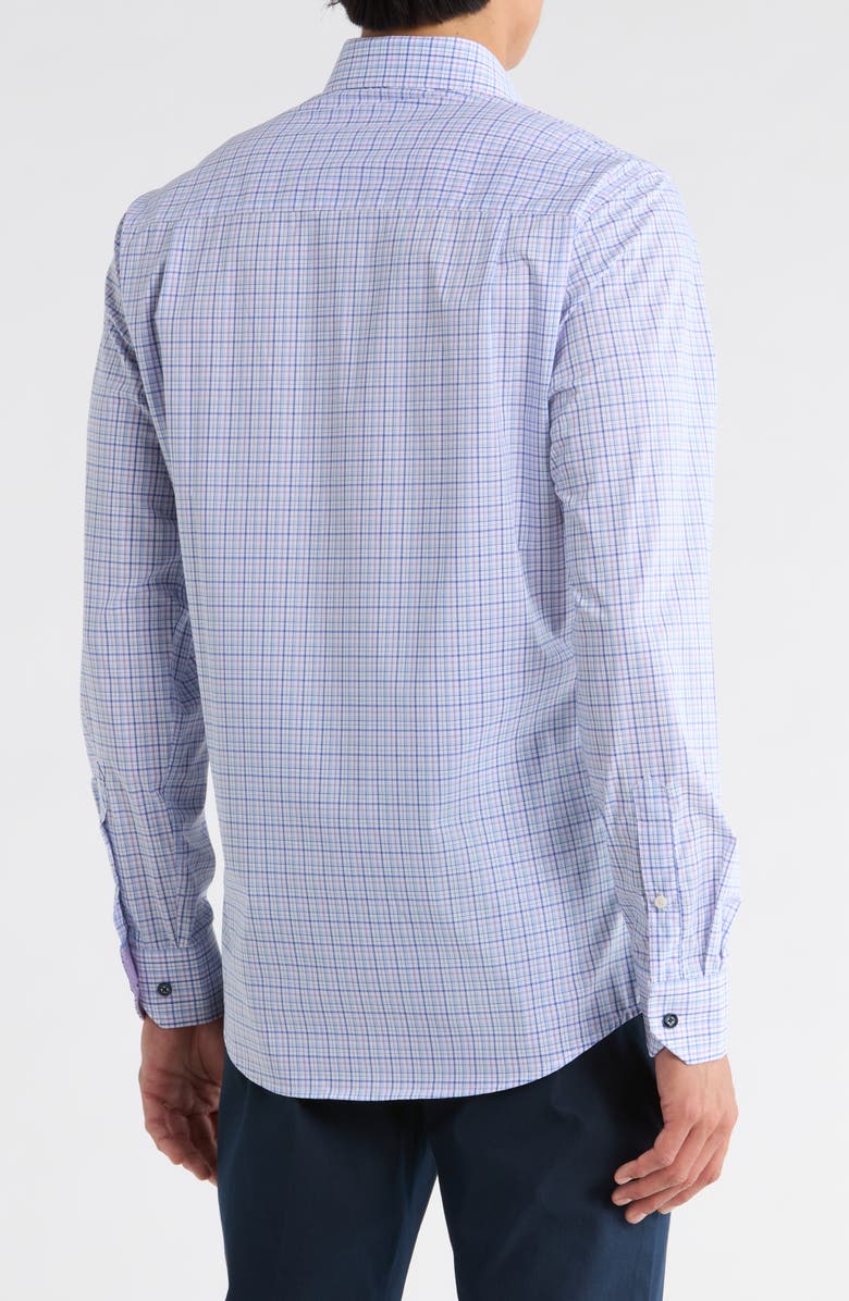 Duchamp Slim Fit Plaid Stretch Cotton Dress Shirt, Alternate, color, Purple