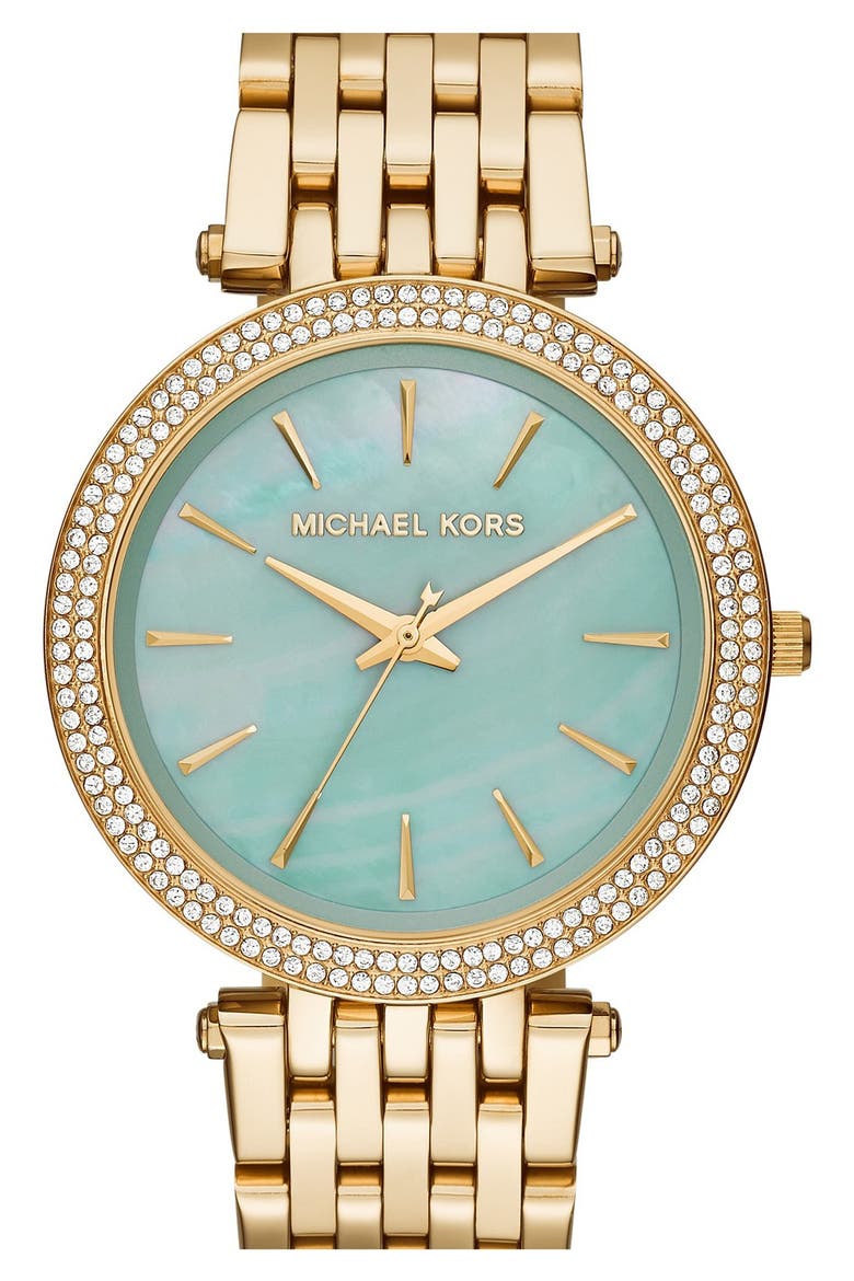 'Darci' Round Bracelet Watch, 39mm, Main, color, GOLD/ MINT