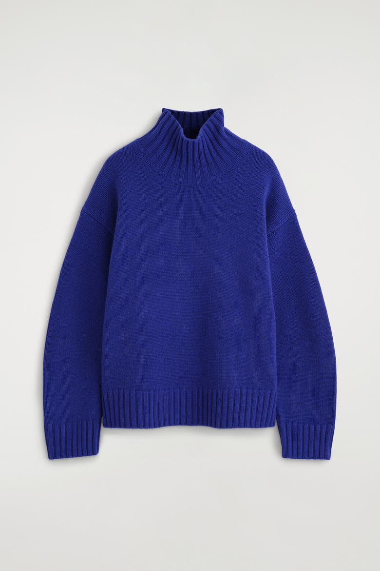 Chunky Cashmere Mock-Neck Sweater, Alternate, color, COBALT BLUE