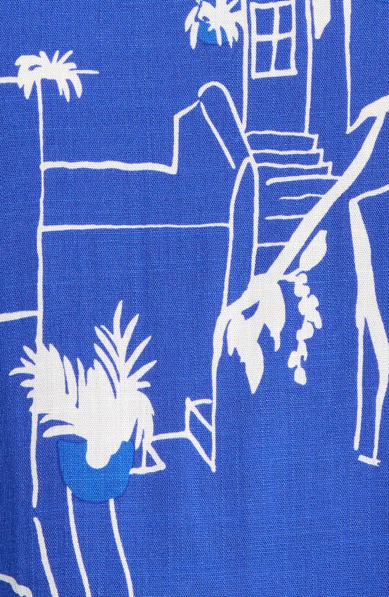 SUGARLIPS Town Print Smocked Top, Alternate, color, White/ Blue Multi