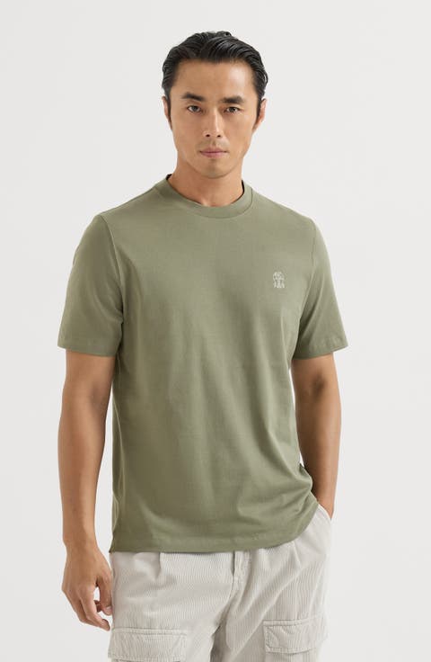 Cotton jersey crew neck T-shirt with logo