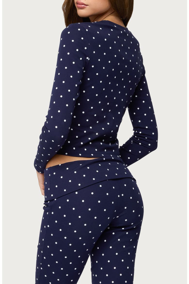 Daliya Polka Dot Crop Stretch Cotton T-Shirt, Alternate, color, NAVY